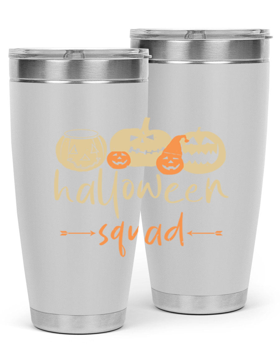 Halloween Squad 159# Tumbler featuring a stylish design, double wall vacuum insulation, and a drink-thru lid, perfect for hot and cold beverages.