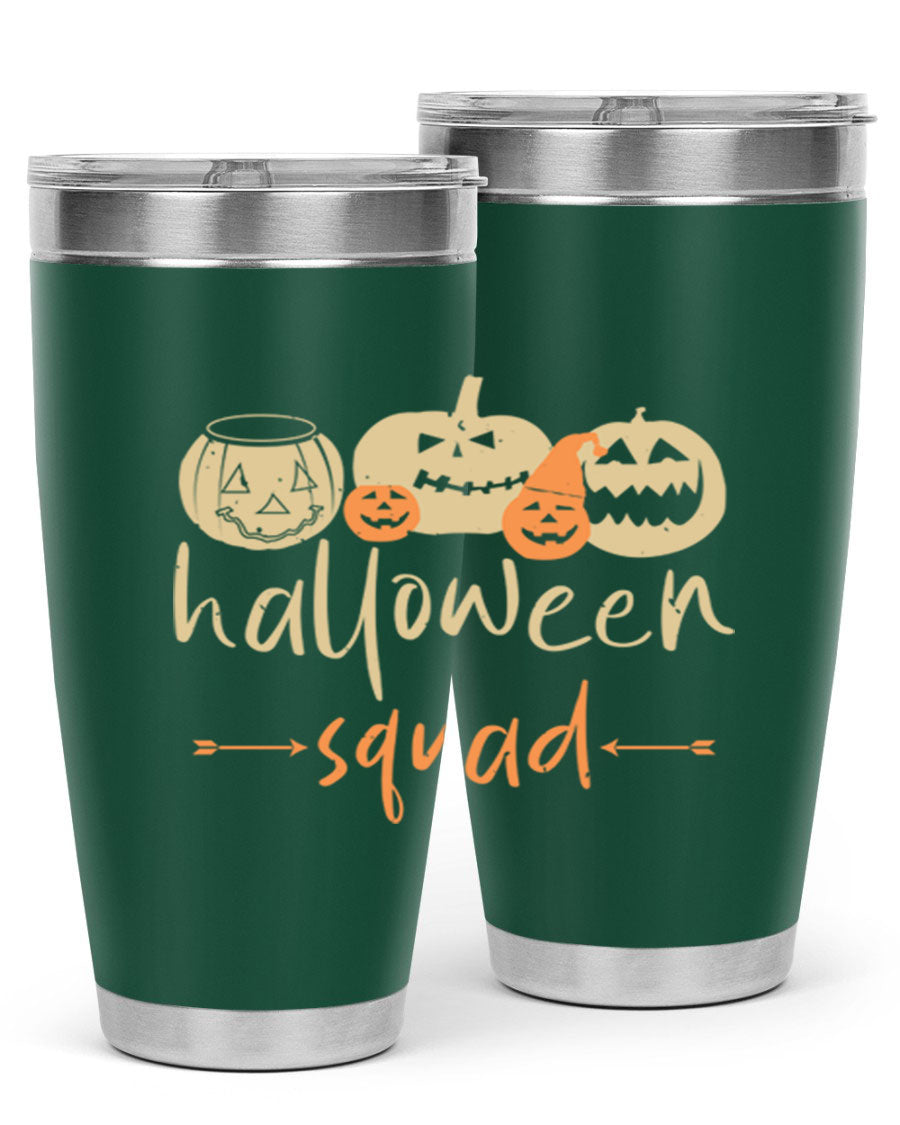 Halloween Squad 159# Tumbler featuring a stylish design, double wall vacuum insulation, and a drink-thru lid, perfect for hot and cold beverages.