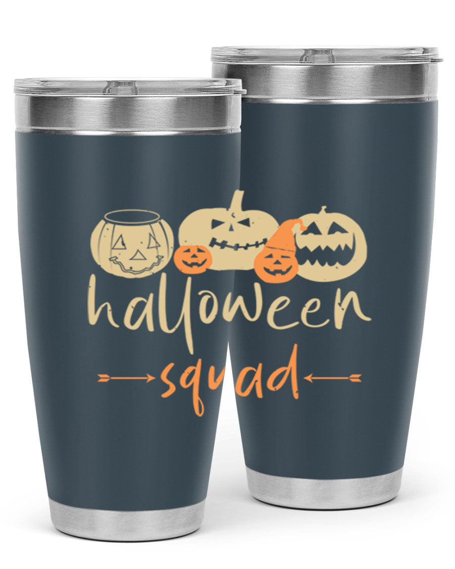 Halloween Squad 159# Tumbler featuring a stylish design, double wall vacuum insulation, and a drink-thru lid, perfect for hot and cold beverages.