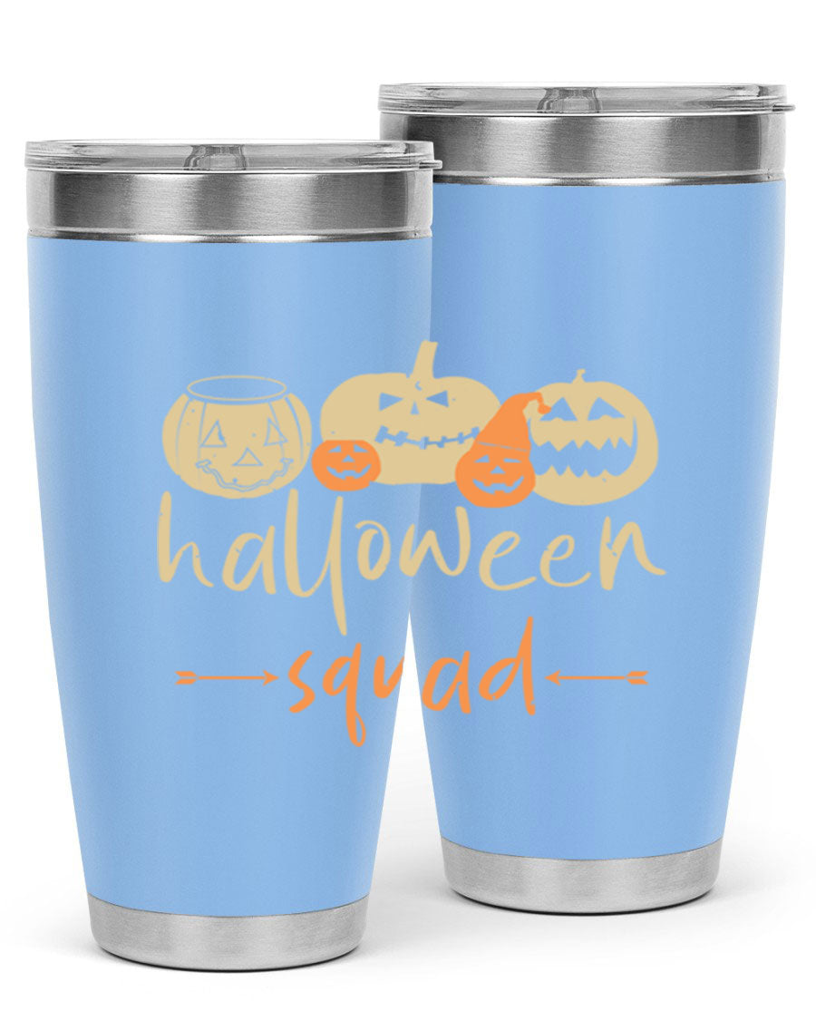 Halloween Squad 159# Tumbler featuring a stylish design, double wall vacuum insulation, and a drink-thru lid, perfect for hot and cold beverages.