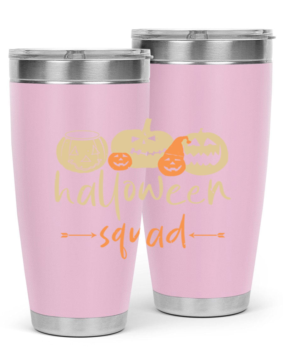 Halloween Squad 159# Tumbler featuring a stylish design, double wall vacuum insulation, and a drink-thru lid, perfect for hot and cold beverages.