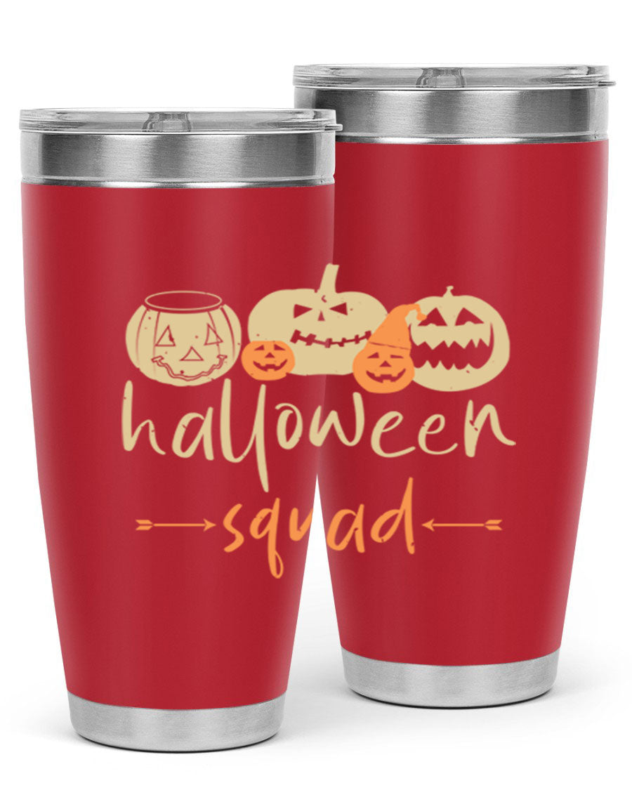 Halloween Squad 159# Tumbler featuring a stylish design, double wall vacuum insulation, and a drink-thru lid, perfect for hot and cold beverages.