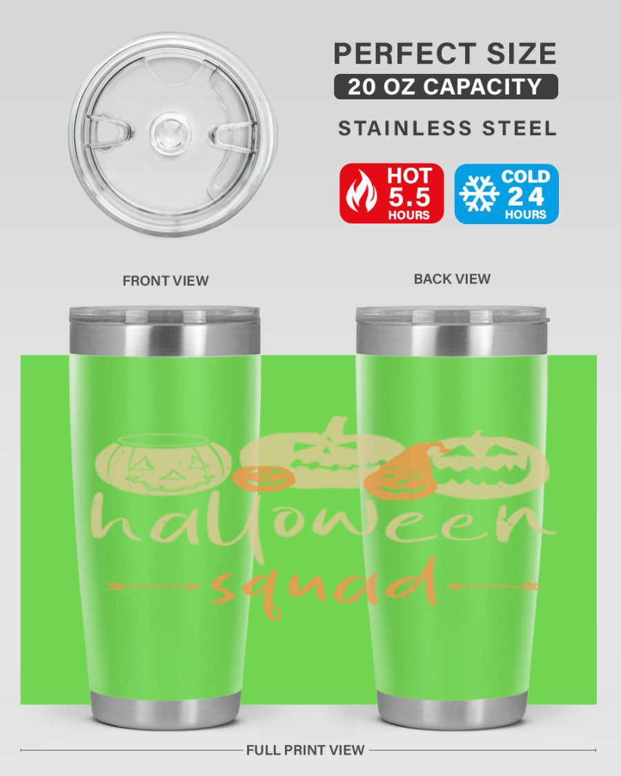 Halloween Squad 159# Tumbler featuring a stylish design, double wall vacuum insulation, and a drink-thru lid, perfect for hot and cold beverages.