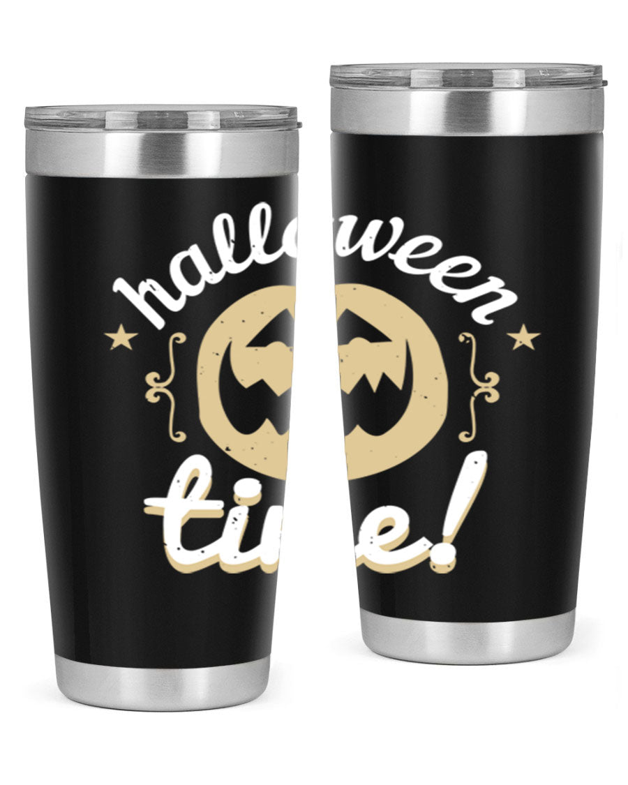 Halloween Time 157# Tumbler featuring a double wall vacuum design, perfect for keeping drinks hot or cold, with a festive Halloween theme.