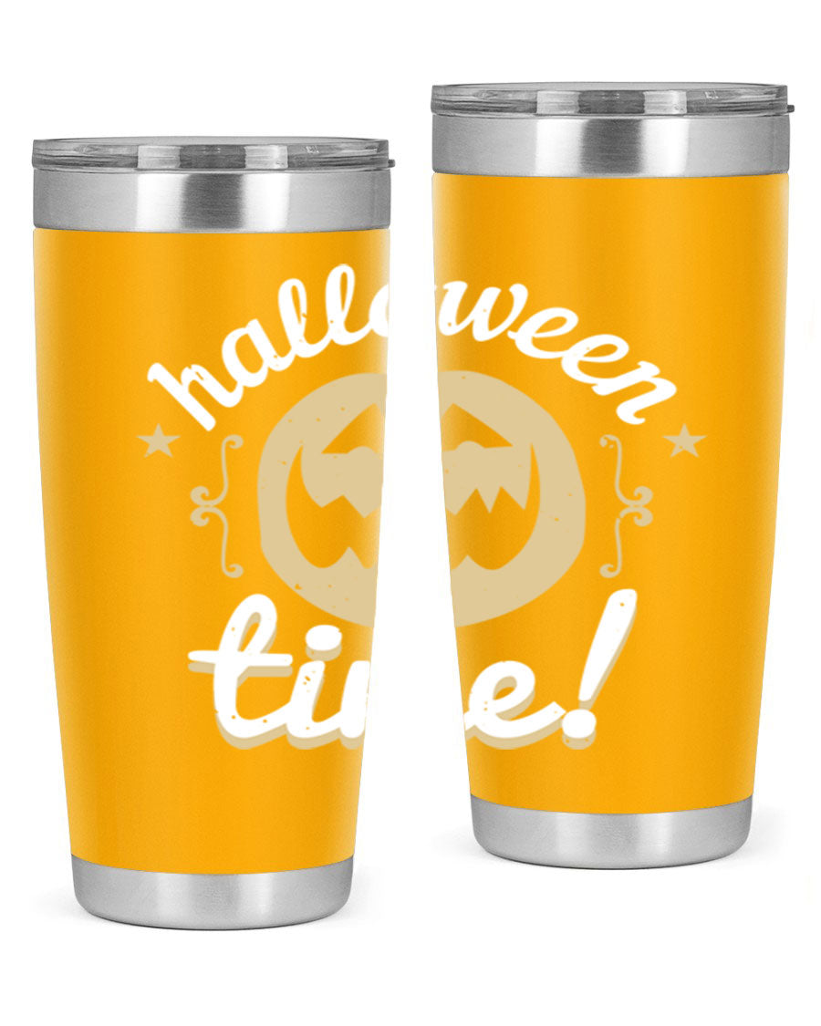 Halloween Time 157# Tumbler featuring a double wall vacuum design, perfect for keeping drinks hot or cold, with a festive Halloween theme.