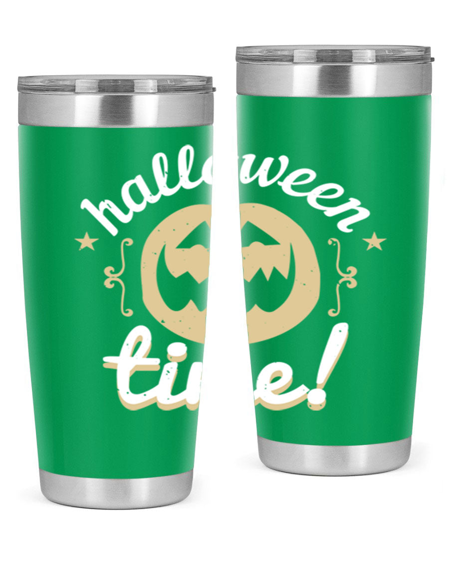 Halloween Time 157# Tumbler featuring a double wall vacuum design, perfect for keeping drinks hot or cold, with a festive Halloween theme.