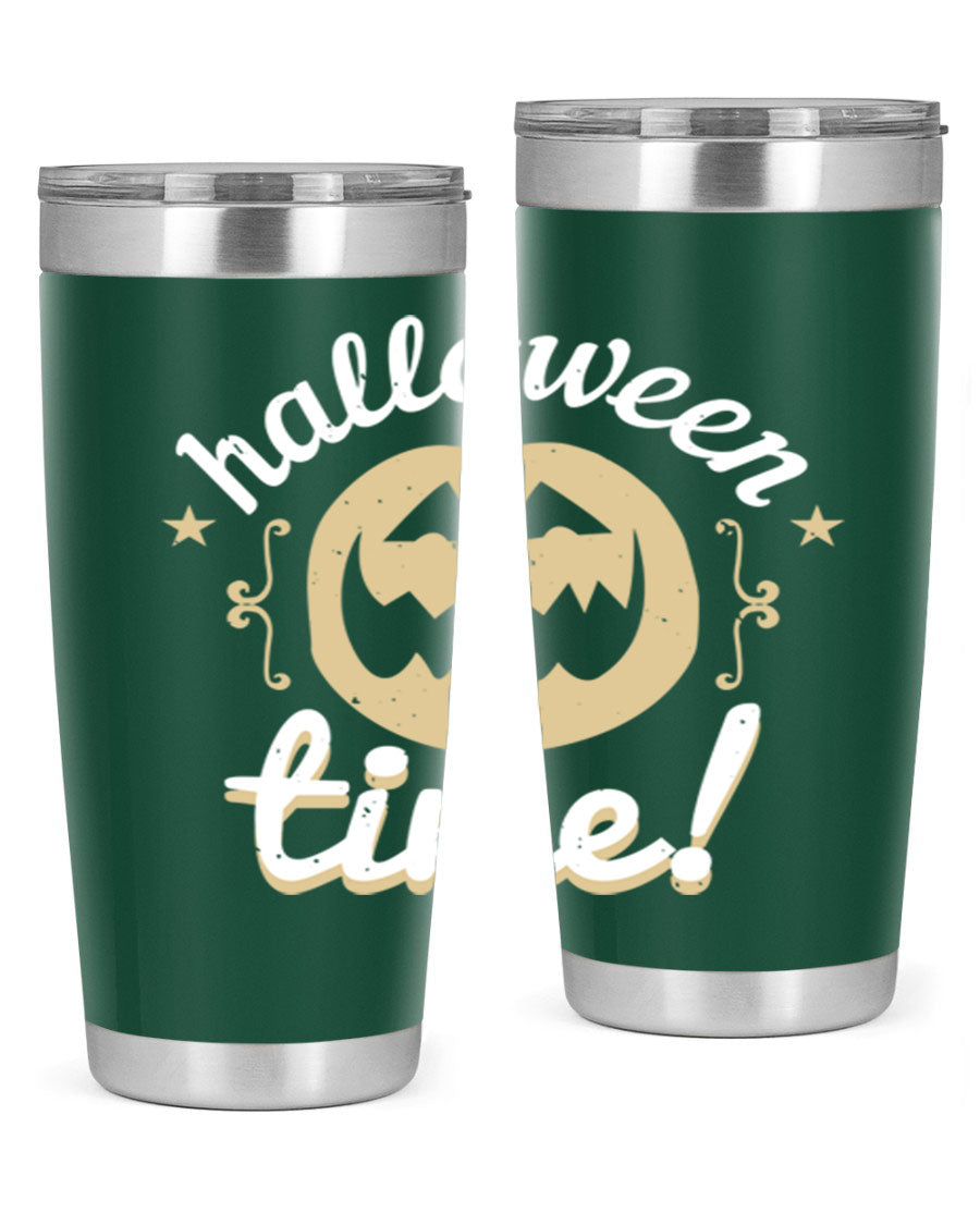 Halloween Time 157# Tumbler featuring a double wall vacuum design, perfect for keeping drinks hot or cold, with a festive Halloween theme.