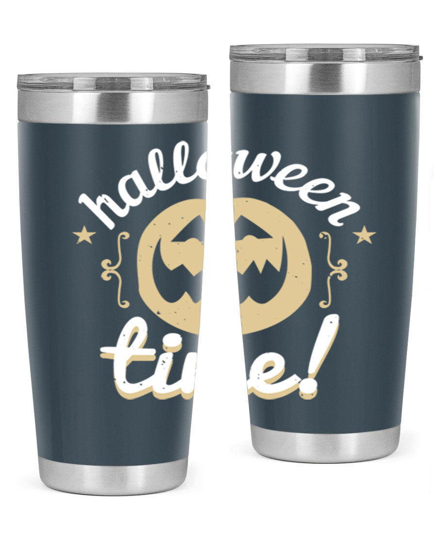 Halloween Time 157# Tumbler featuring a double wall vacuum design, perfect for keeping drinks hot or cold, with a festive Halloween theme.