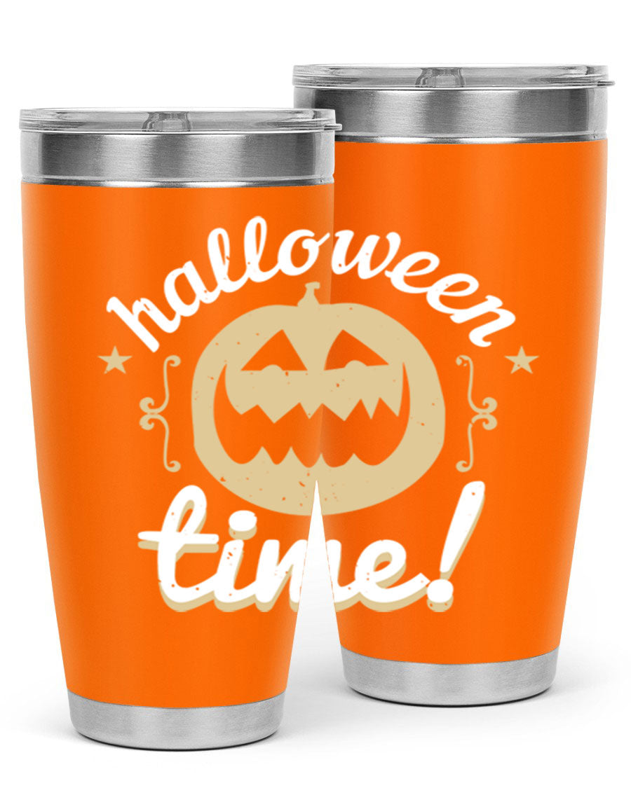 Halloween Time 157# Tumbler featuring a double wall vacuum design, perfect for keeping drinks hot or cold, with a festive Halloween theme.