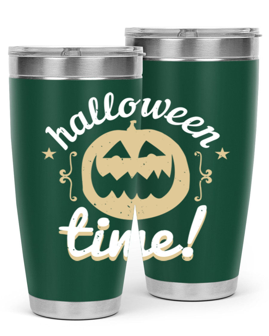 Halloween Time 157# Tumbler featuring a double wall vacuum design, perfect for keeping drinks hot or cold, with a festive Halloween theme.