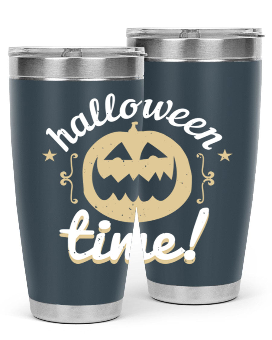 Halloween Time 157# Tumbler featuring a double wall vacuum design, perfect for keeping drinks hot or cold, with a festive Halloween theme.