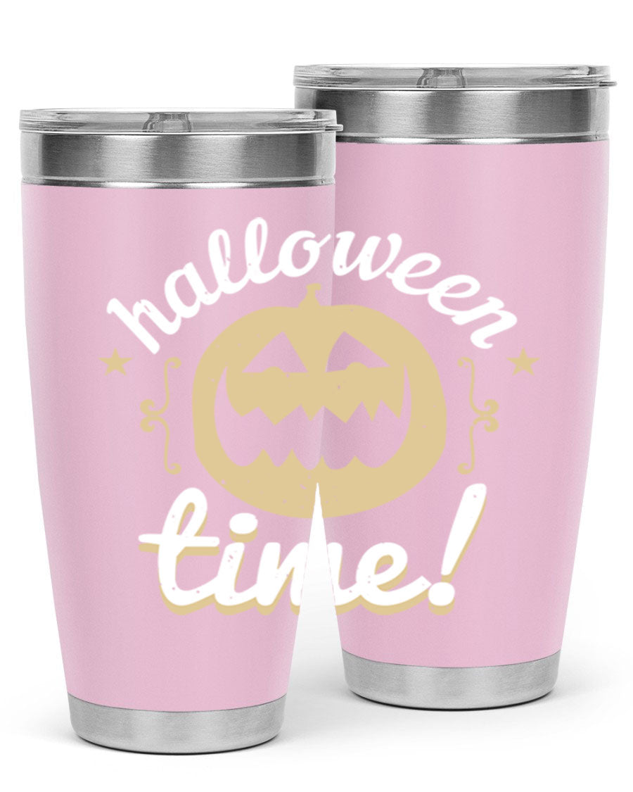 Halloween Time 157# Tumbler featuring a double wall vacuum design, perfect for keeping drinks hot or cold, with a festive Halloween theme.