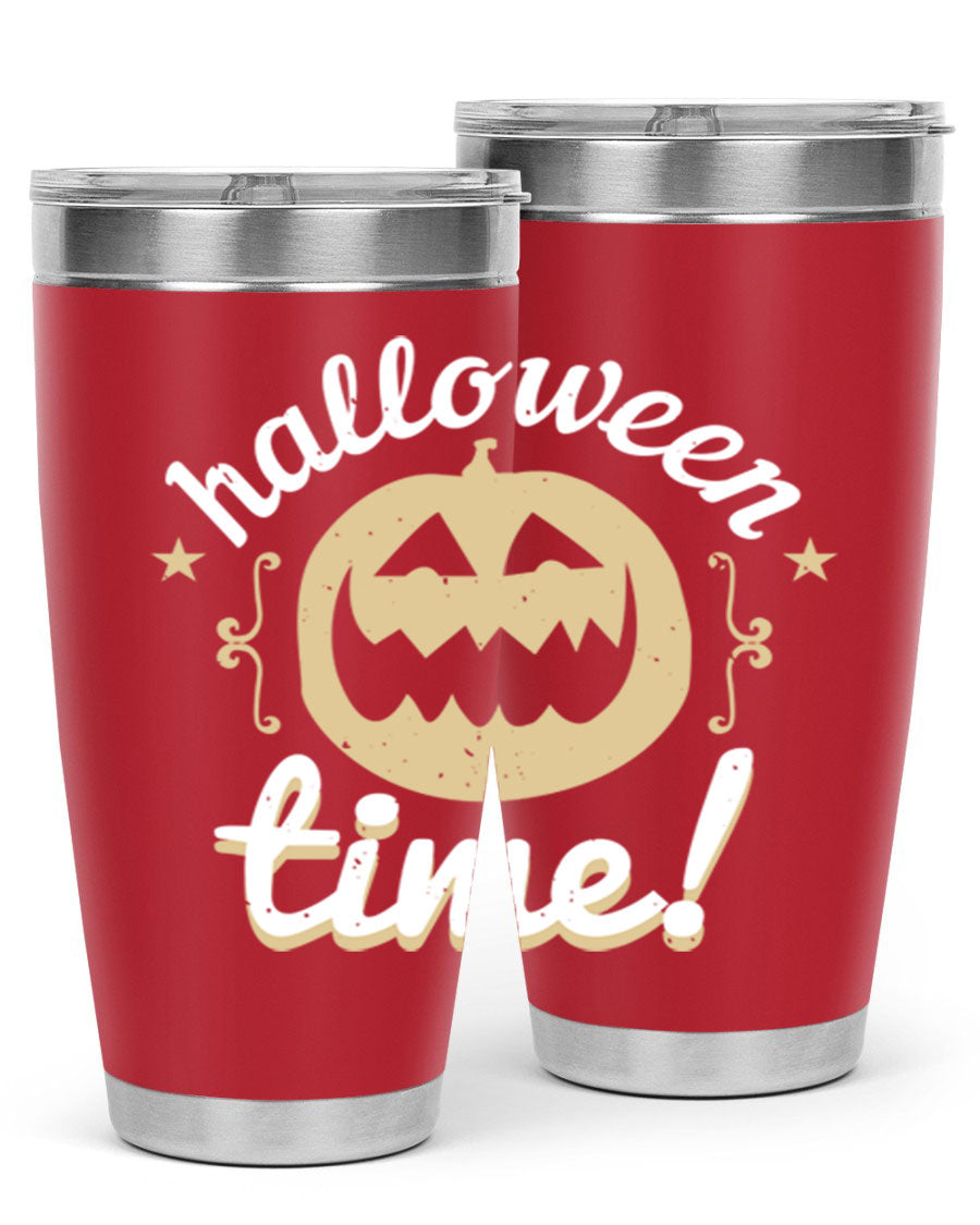 Halloween Time 157# Tumbler featuring a double wall vacuum design, perfect for keeping drinks hot or cold, with a festive Halloween theme.
