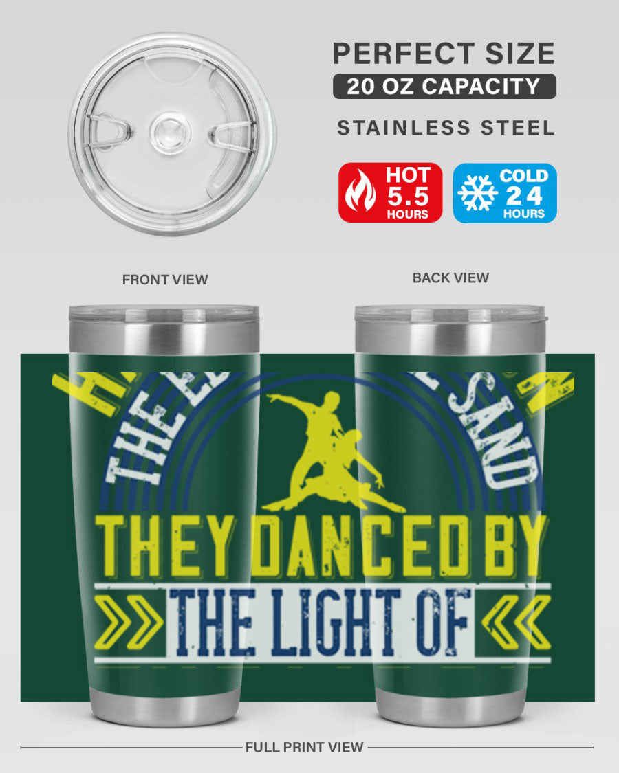 Hand in Hand on the Edge of the Sand Tumbler, a stylish double wall vacuum stainless steel drinkware with a press-in lid.