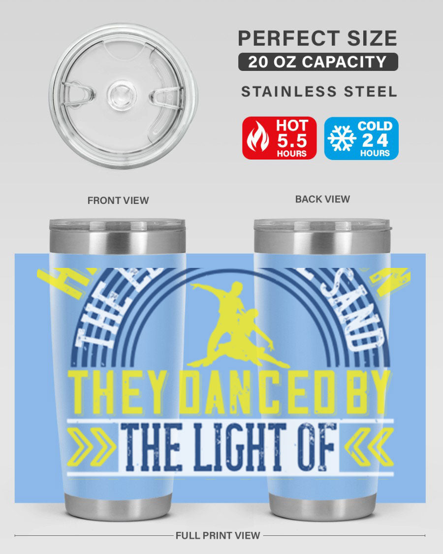 Hand in Hand on the Edge of the Sand Tumbler, a stylish double wall vacuum stainless steel drinkware with a press-in lid.