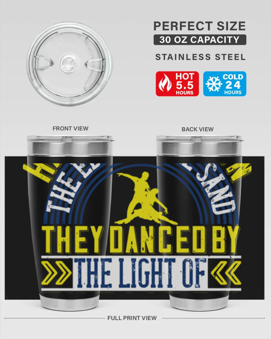 Hand in Hand on the Edge of the Sand Tumbler, a stylish double wall vacuum stainless steel drinkware with a press-in lid.