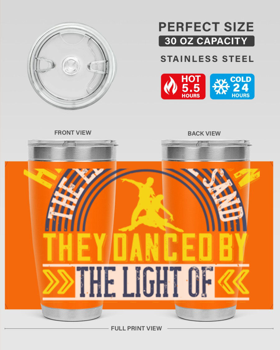 Hand in Hand on the Edge of the Sand Tumbler, a stylish double wall vacuum stainless steel drinkware with a press-in lid.