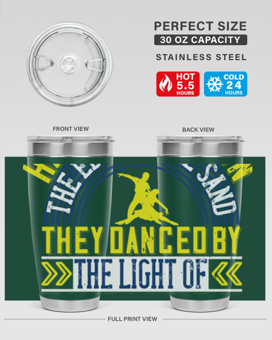 Hand in Hand on the Edge of the Sand Tumbler, a stylish double wall vacuum stainless steel drinkware with a press-in lid.