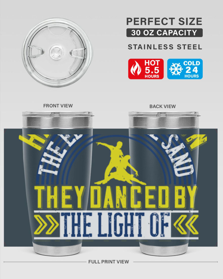 Hand in Hand on the Edge of the Sand Tumbler, a stylish double wall vacuum stainless steel drinkware with a press-in lid.