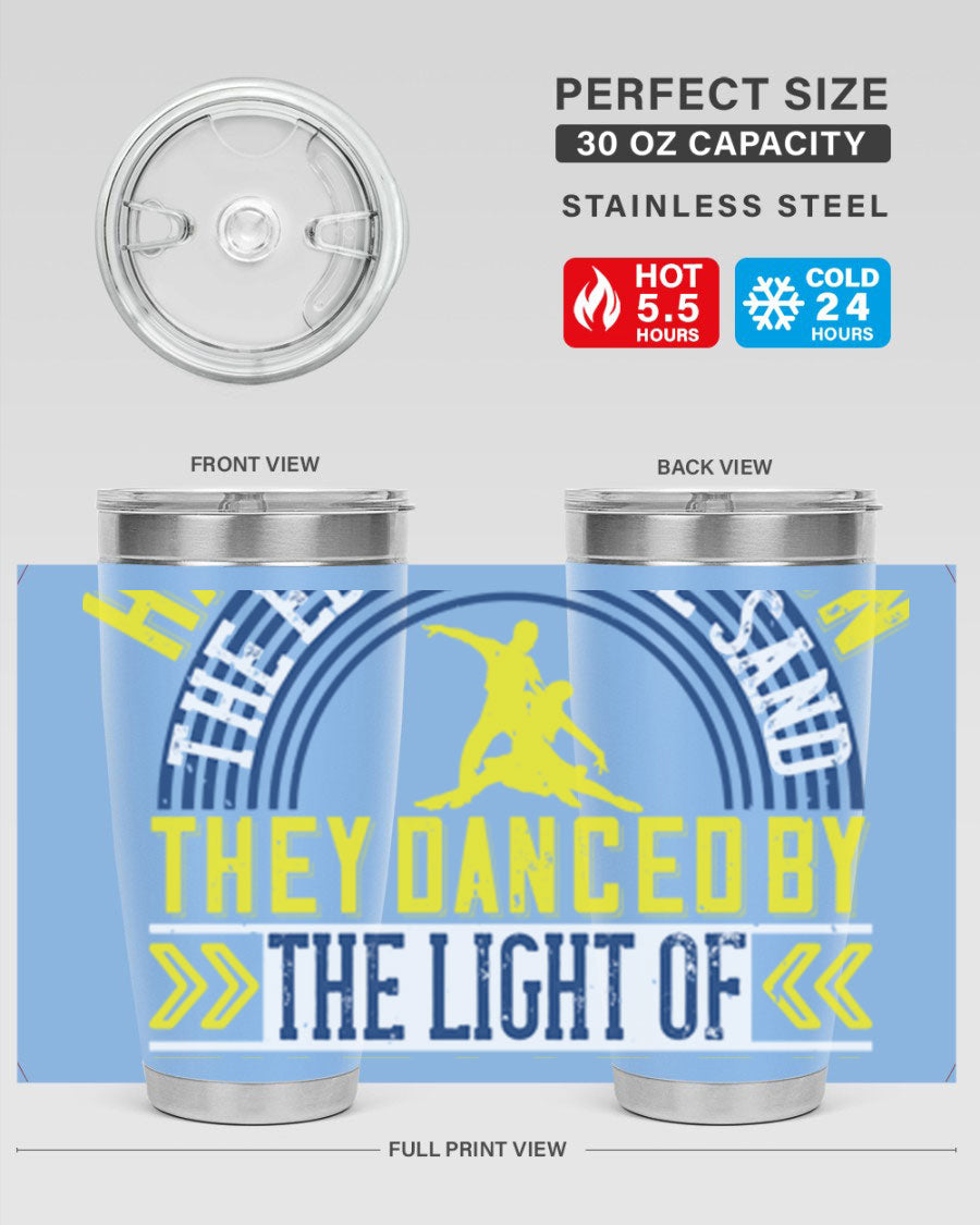 Hand in Hand on the Edge of the Sand Tumbler, a stylish double wall vacuum stainless steel drinkware with a press-in lid.