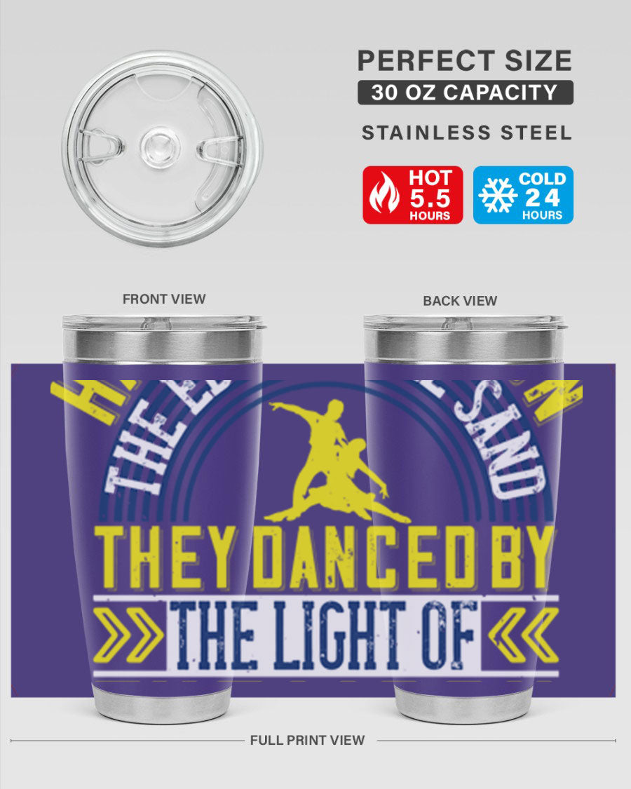 Hand in Hand on the Edge of the Sand Tumbler, a stylish double wall vacuum stainless steel drinkware with a press-in lid.