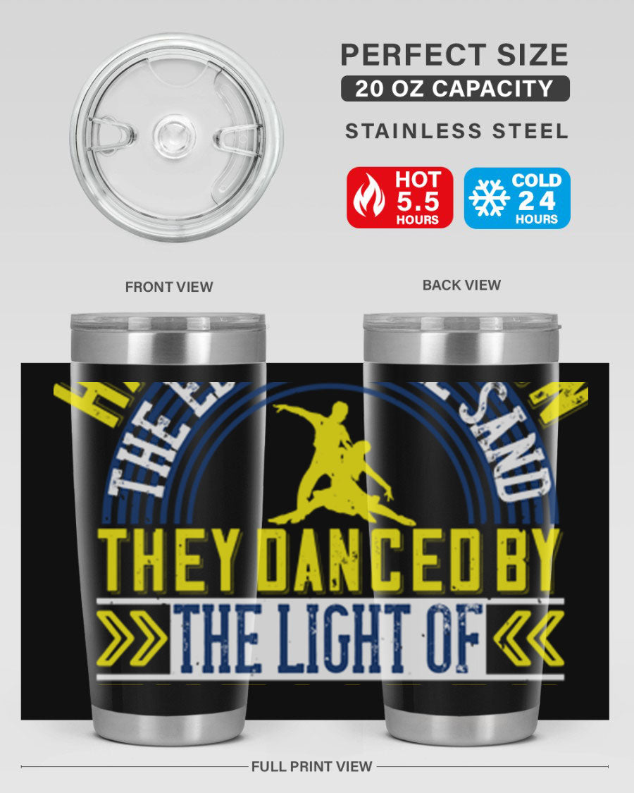 Hand in Hand on the Edge of the Sand Tumbler, a stylish double wall vacuum stainless steel drinkware with a press-in lid.