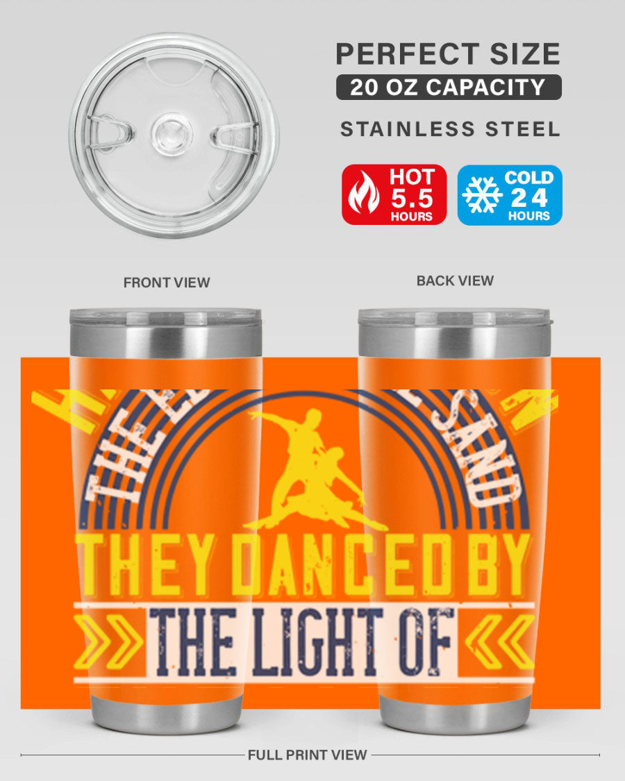 Hand in Hand on the Edge of the Sand Tumbler, a stylish double wall vacuum stainless steel drinkware with a press-in lid.