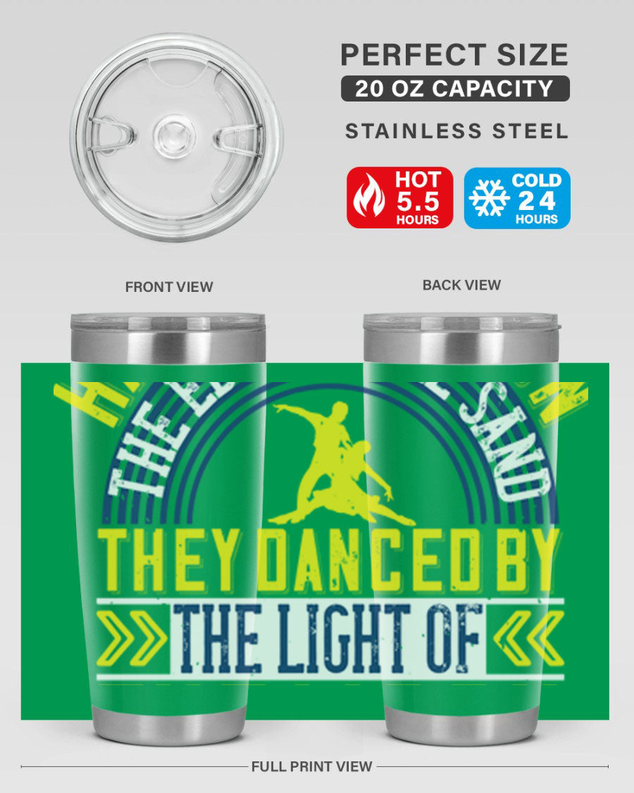 Hand in Hand on the Edge of the Sand Tumbler, a stylish double wall vacuum stainless steel drinkware with a press-in lid.