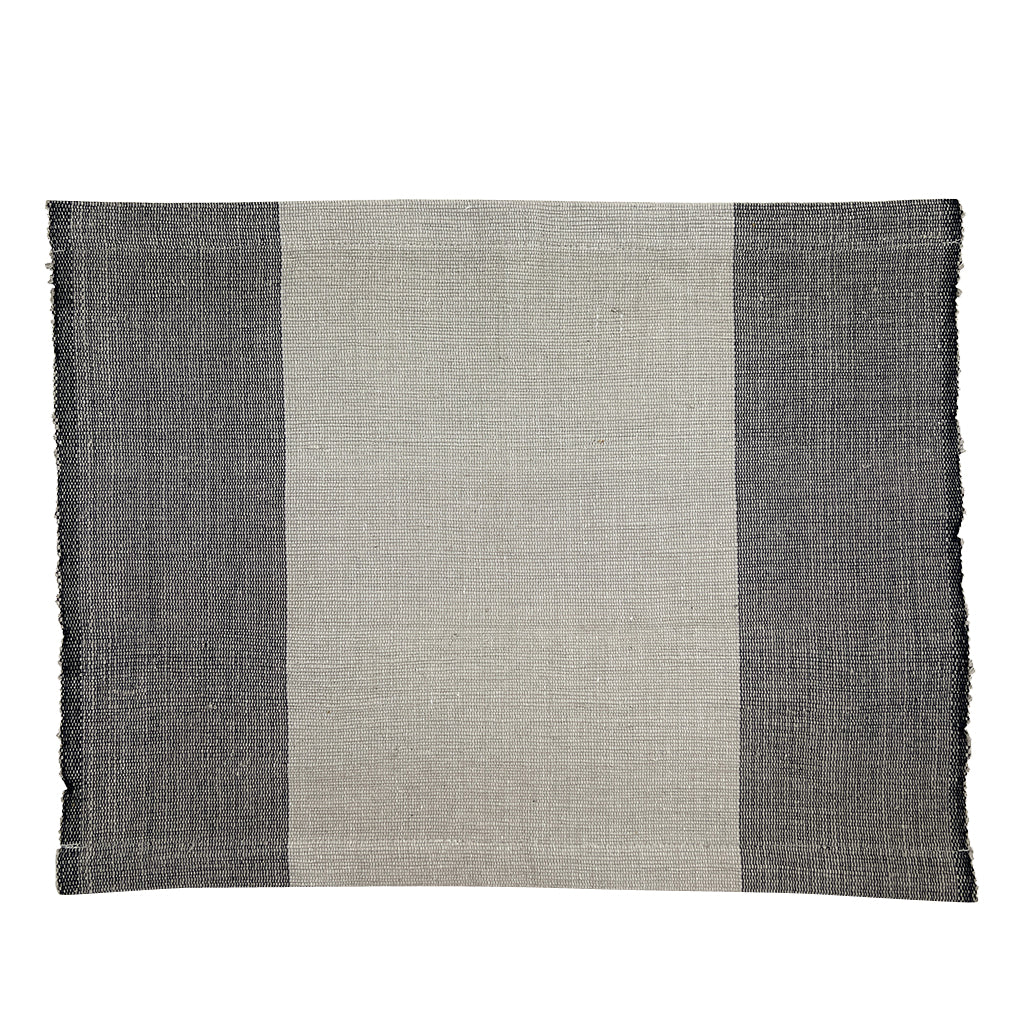 A vibrant set of two handloom color block placemats showcasing Ethiopian craftsmanship with intricate designs.