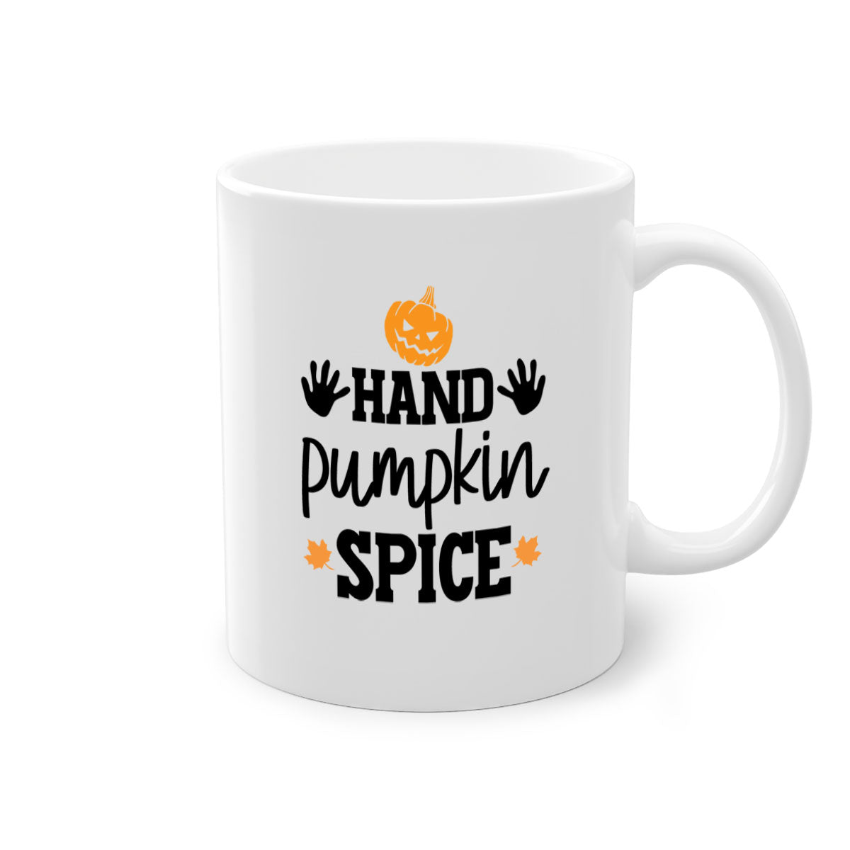 Handpumpkinspice 216# Mug featuring a glossy finish, colored handle, and interior, available in multiple colors and sizes.