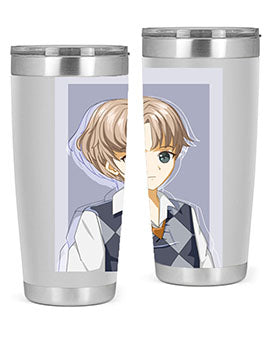 Handsome and cool boy in uniform design on a 20oz stainless steel tumbler, showcasing vibrant colors and a sleek finish.