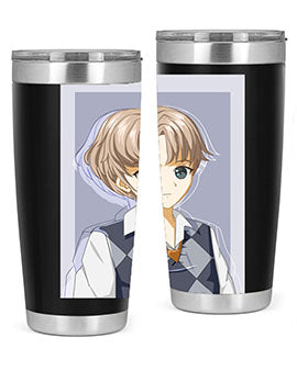 Handsome and cool boy in uniform design on a 20oz stainless steel tumbler, showcasing vibrant colors and a sleek finish.