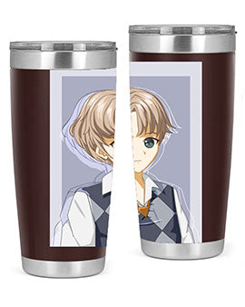 Handsome and cool boy in uniform design on a 20oz stainless steel tumbler, showcasing vibrant colors and a sleek finish.