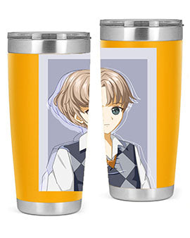 Handsome and cool boy in uniform design on a 20oz stainless steel tumbler, showcasing vibrant colors and a sleek finish.