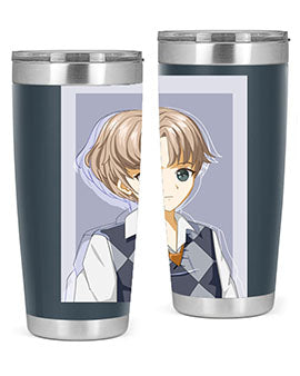 Handsome and cool boy in uniform design on a 20oz stainless steel tumbler, showcasing vibrant colors and a sleek finish.
