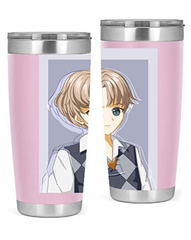 Handsome and cool boy in uniform design on a 20oz stainless steel tumbler, showcasing vibrant colors and a sleek finish.