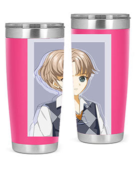 Handsome and cool boy in uniform design on a 20oz stainless steel tumbler, showcasing vibrant colors and a sleek finish.
