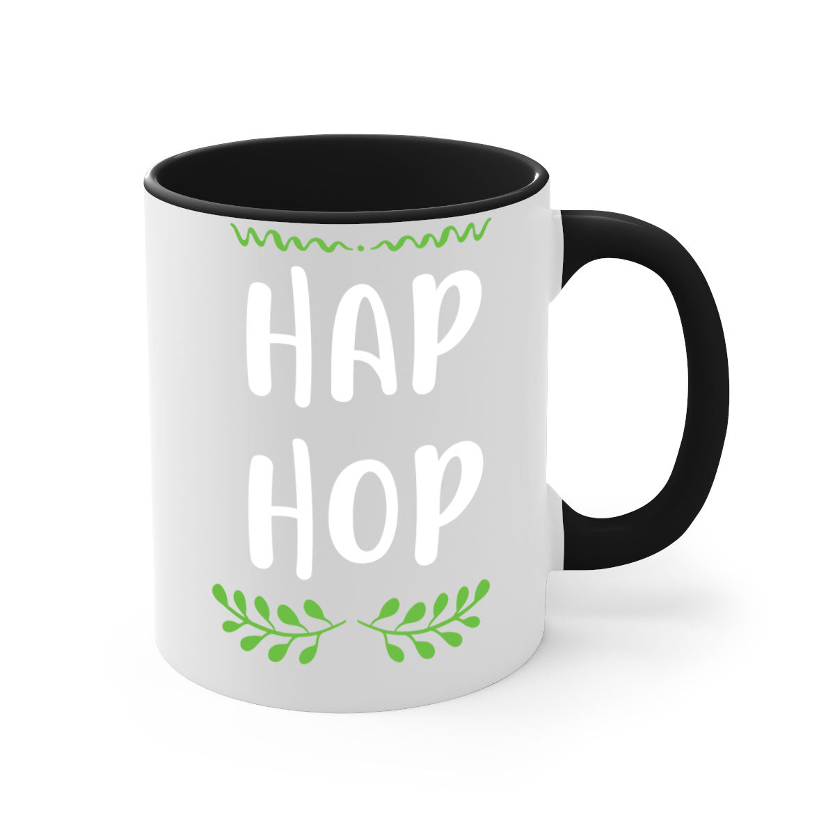 Hap hop style 244# Christmas Mug featuring a glossy finish, colored handle, and interior, available in multiple colors and sizes.