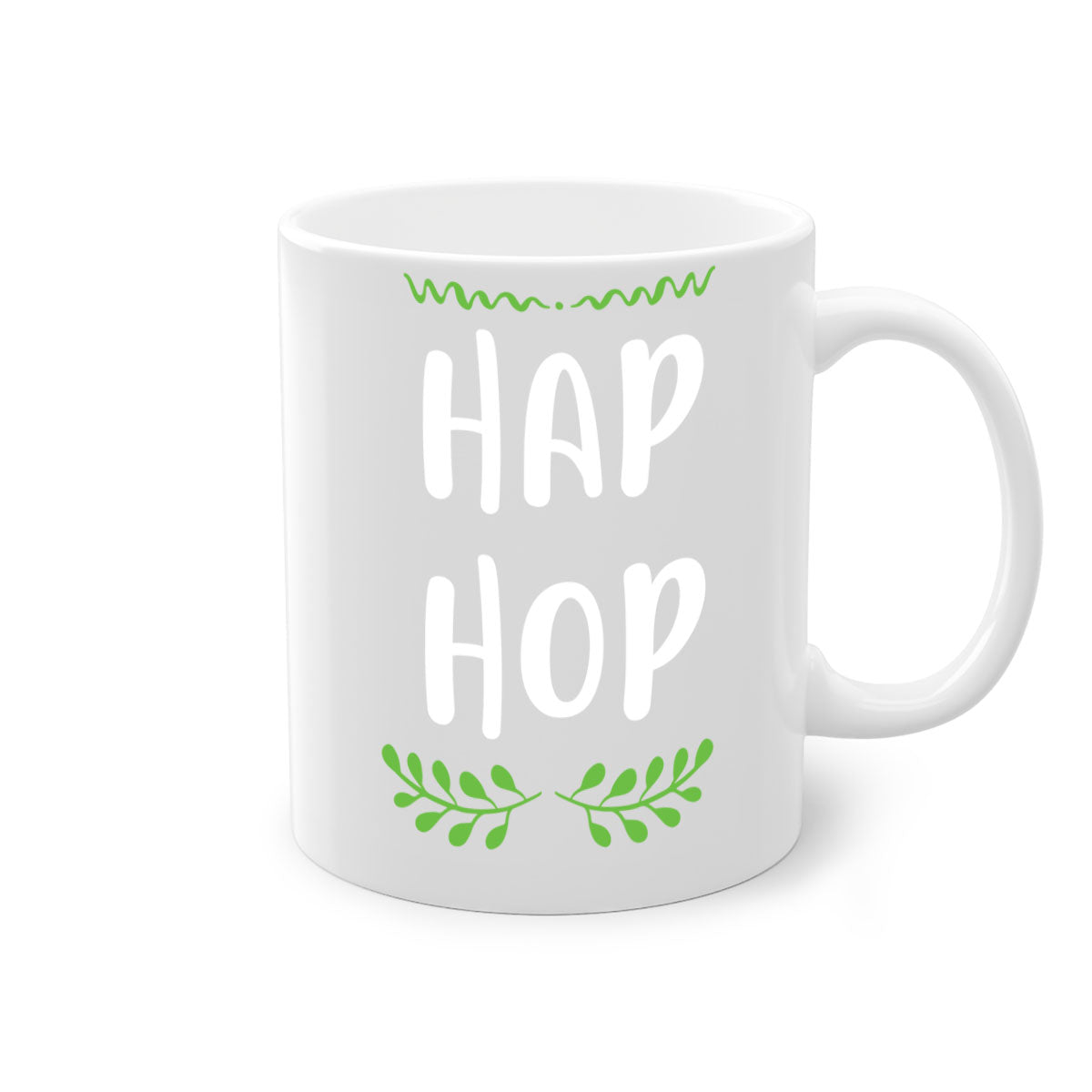 Hap hop style 244# Christmas Mug featuring a glossy finish, colored handle, and interior, available in multiple colors and sizes.