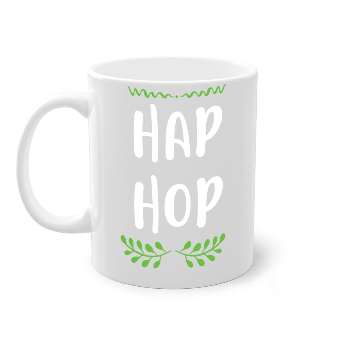 Hap hop style 244# Christmas Mug featuring a glossy finish, colored handle, and interior, available in multiple colors and sizes.