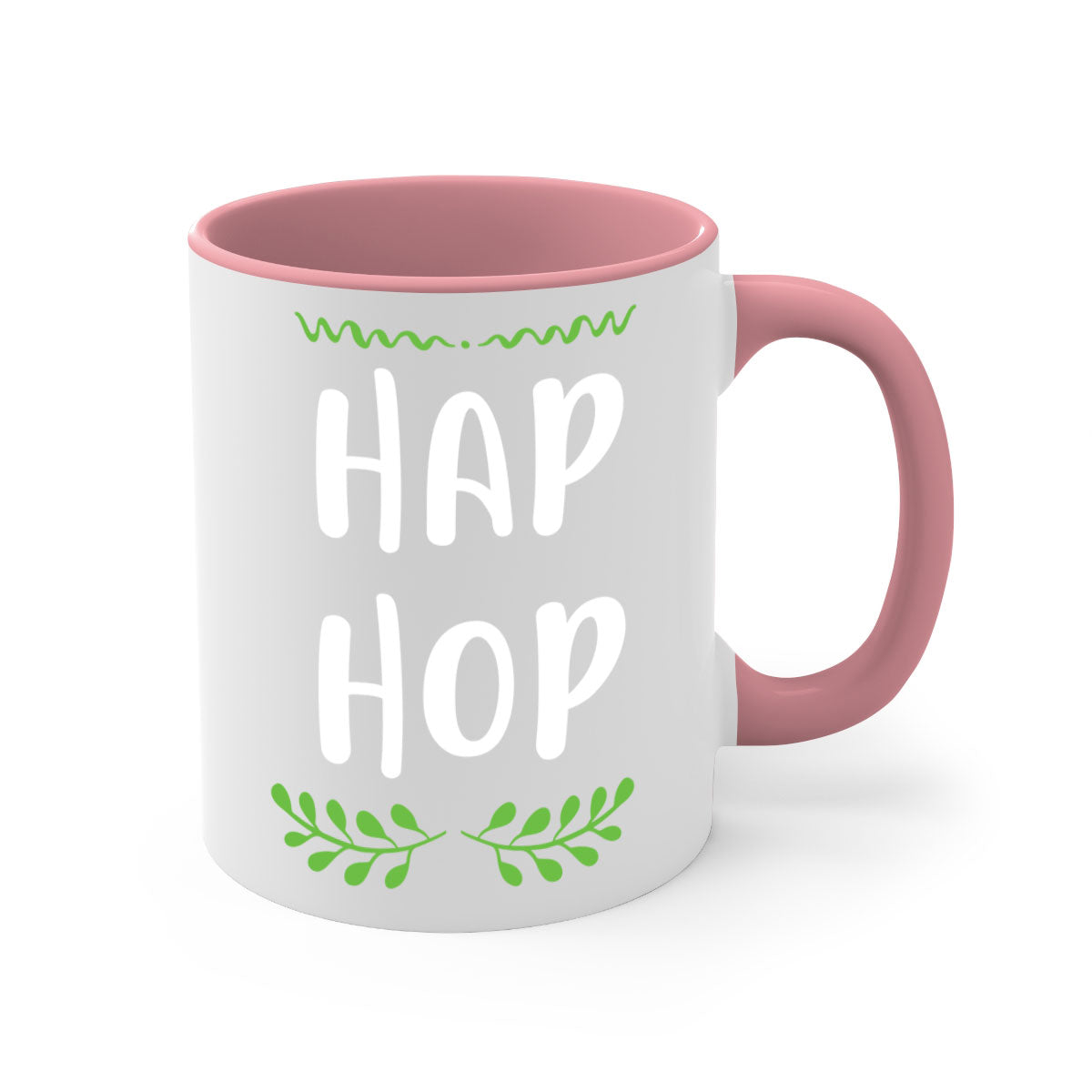 Hap hop style 244# Christmas Mug featuring a glossy finish, colored handle, and interior, available in multiple colors and sizes.