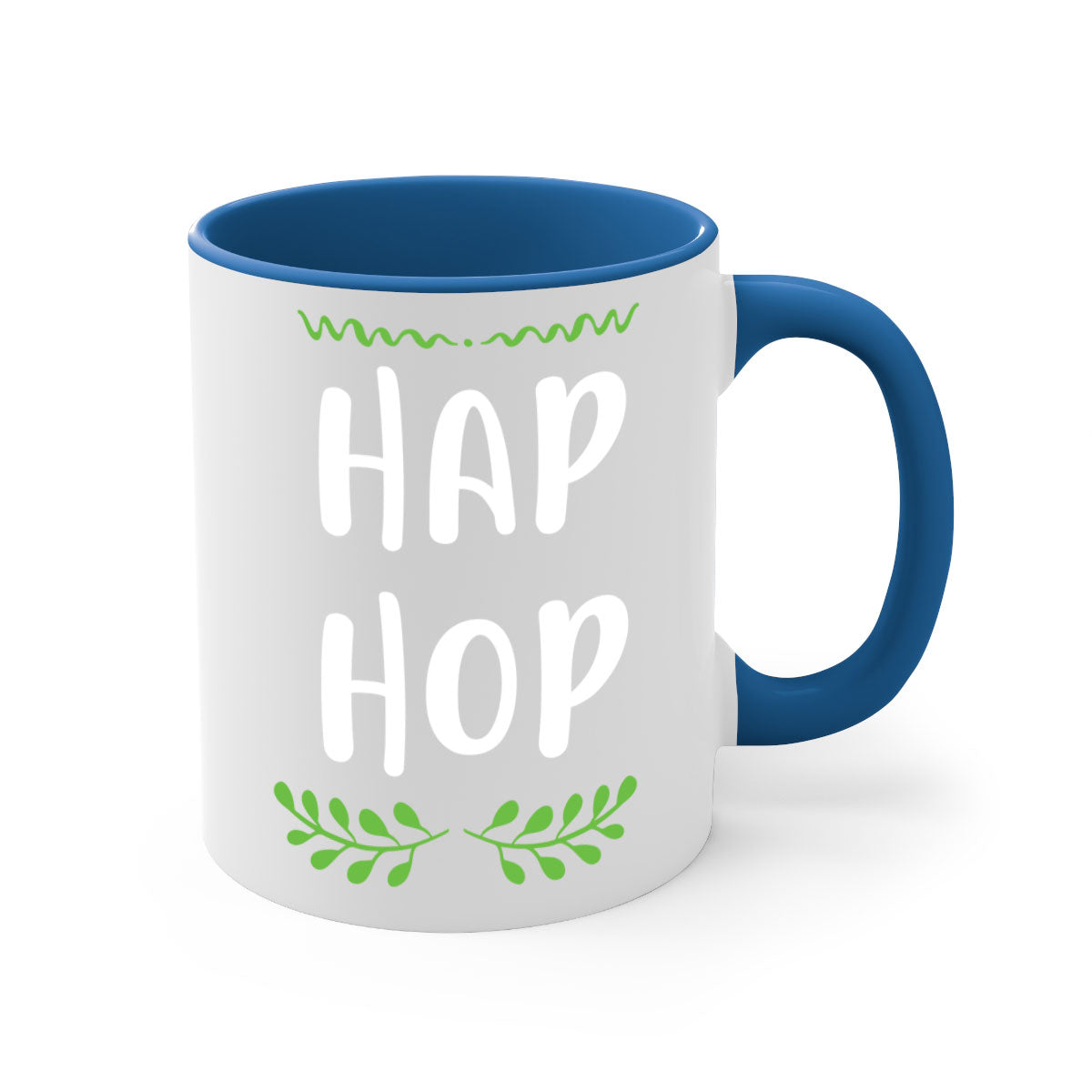 Hap hop style 244# Christmas Mug featuring a glossy finish, colored handle, and interior, available in multiple colors and sizes.