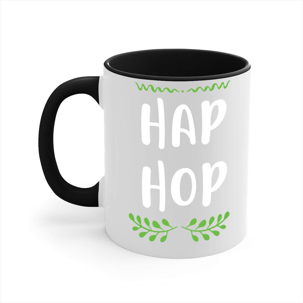 Hap hop style 244# Christmas Mug featuring a glossy finish, colored handle, and interior, available in multiple colors and sizes.