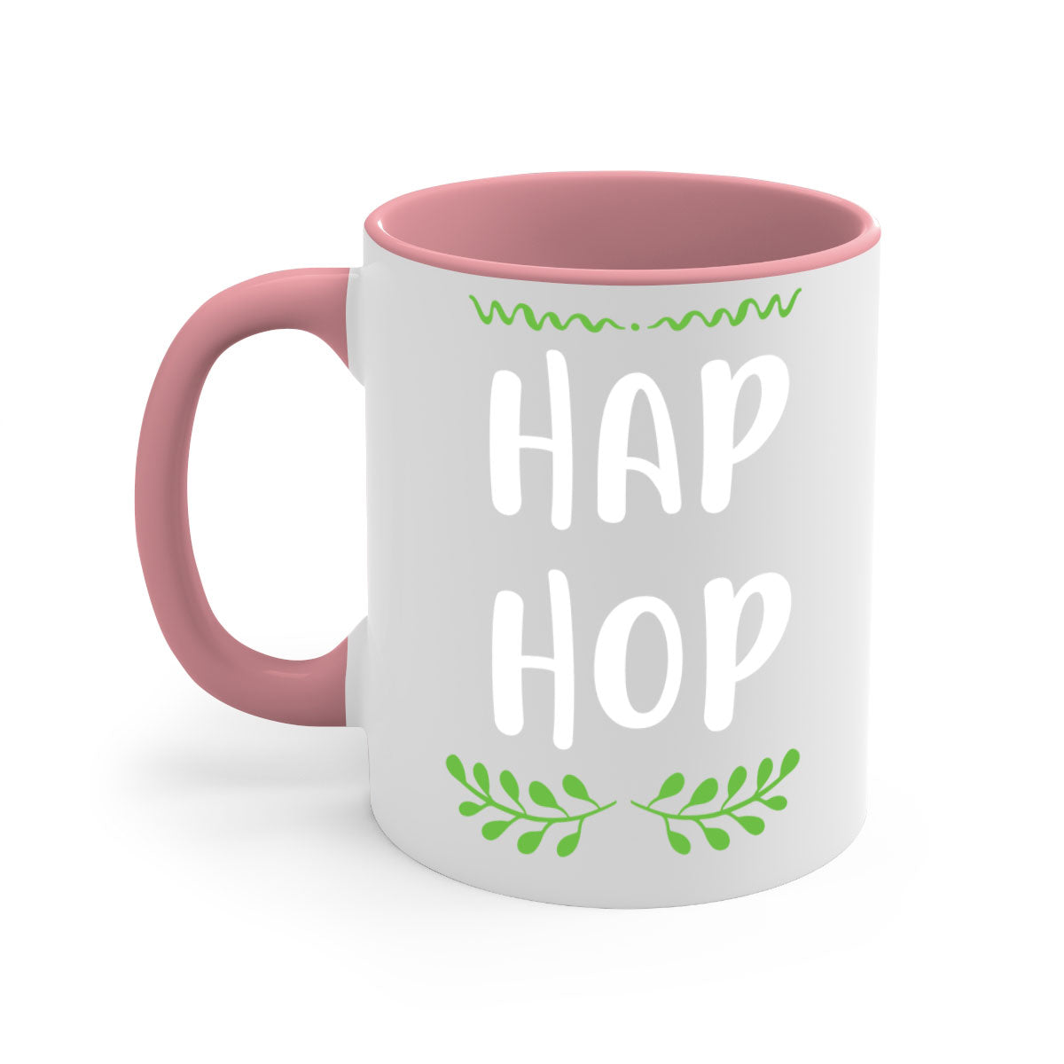 Hap hop style 244# Christmas Mug featuring a glossy finish, colored handle, and interior, available in multiple colors and sizes.
