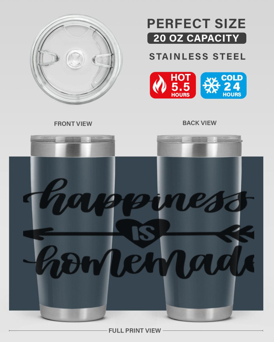 Happiness is Homemade 17# Tumbler in stainless steel with a copper lining, featuring a drink-thru lid and a stylish design.