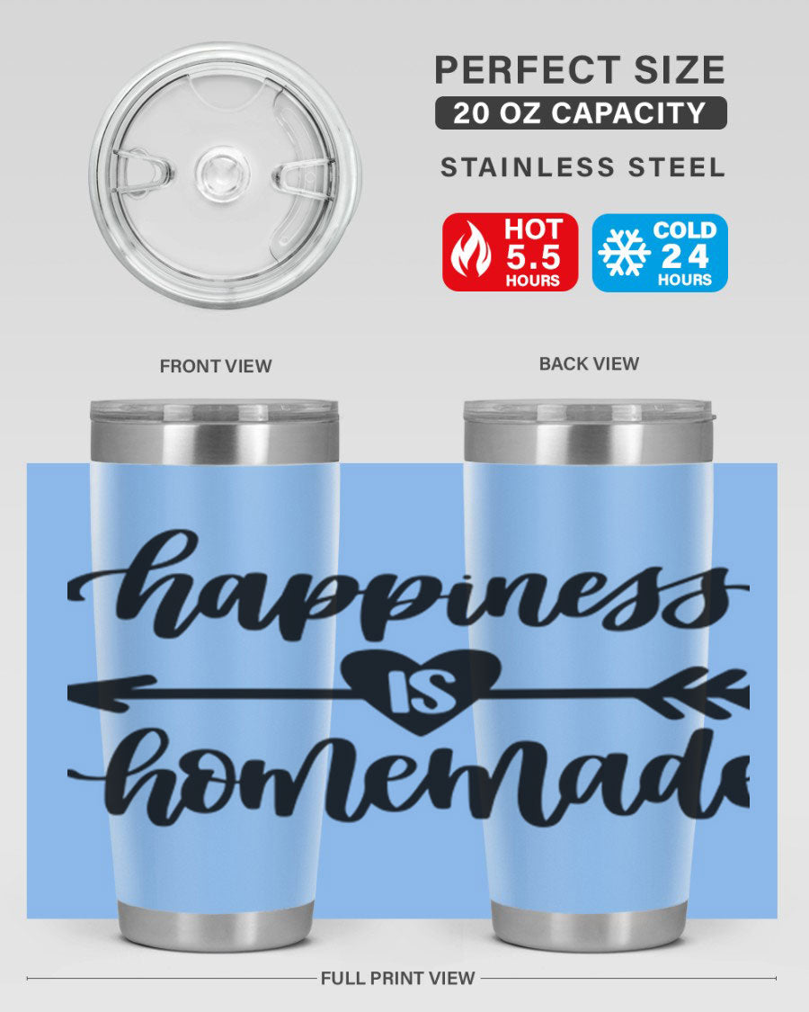 Happiness is Homemade 17# Tumbler in stainless steel with a copper lining, featuring a drink-thru lid and a stylish design.