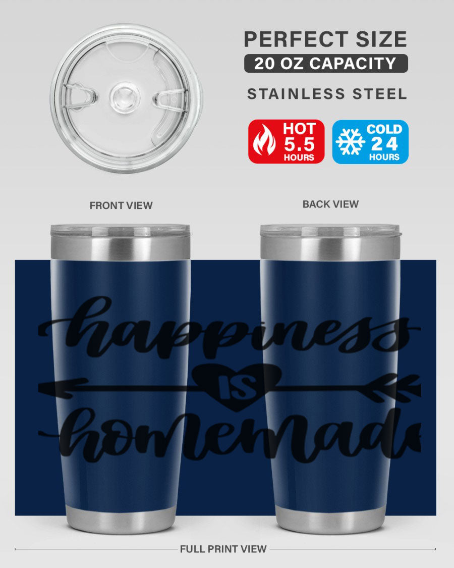 Happiness is Homemade 17# Tumbler in stainless steel with a copper lining, featuring a drink-thru lid and a stylish design.