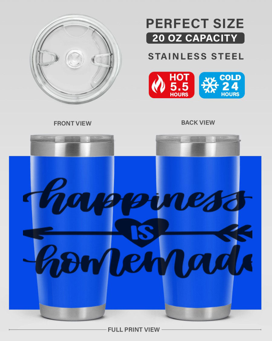 Happiness is Homemade 17# Tumbler in stainless steel with a copper lining, featuring a drink-thru lid and a stylish design.