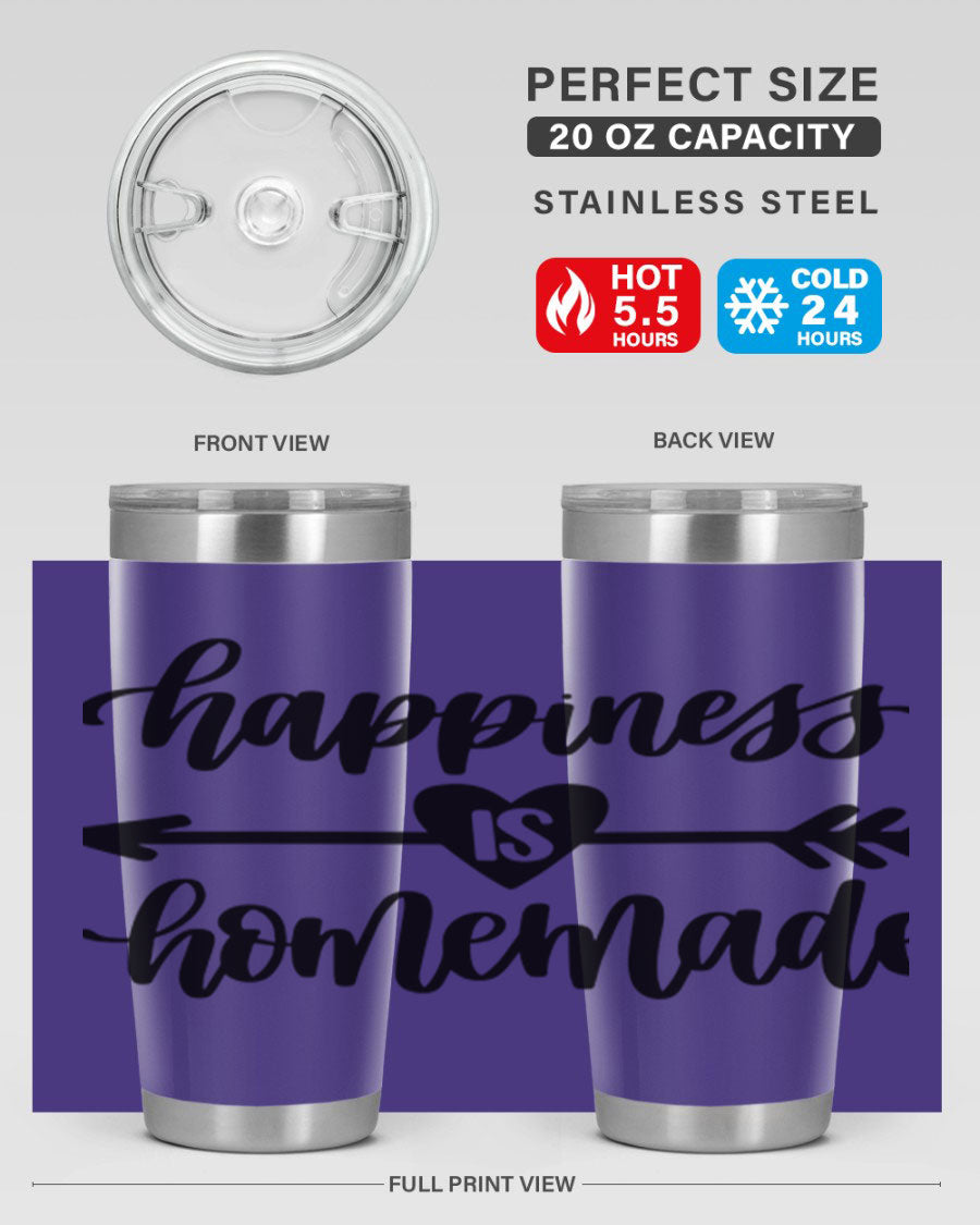 Happiness is Homemade 17# Tumbler in stainless steel with a copper lining, featuring a drink-thru lid and a stylish design.