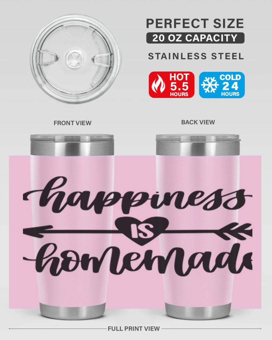Happiness is Homemade 17# Tumbler in stainless steel with a copper lining, featuring a drink-thru lid and a stylish design.